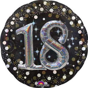 Amscan_OO Balloon - Supershapes, Numbers & Letters Holographic Sparkling Birthday 18 Supershape Foil Balloon 71cm Each