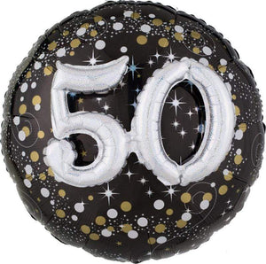 Amscan_OO Balloon - Supershapes, Numbers & Letters Holographic Sparkling Birthday 50 Supershape Foil Balloon 71cm Each