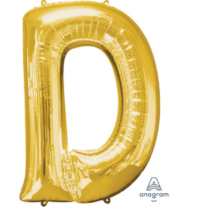 Amscan_OO Balloon - Supershapes, Numbers & Letters Letter D Gold Supershape Foil Balloon 86cm Each