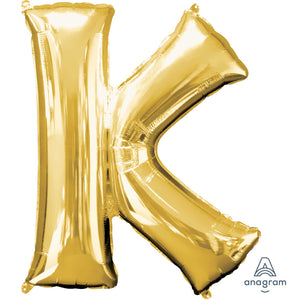 Amscan_OO Balloon - Supershapes, Numbers & Letters Letter K Gold Supershape Foil Balloon 86cm Each