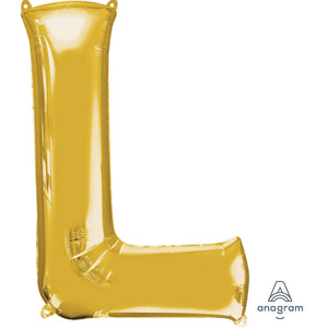 Amscan_OO Balloon - Supershapes, Numbers & Letters Letter L Gold Supershape Foil Balloon 86cm Each