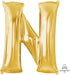 Letter N Gold Supershape Foil Balloon 58cm x 83cm Each