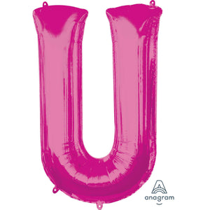 Amscan_OO Balloon - Supershapes, Numbers & Letters Letter U Pink Supershape Foil Balloon 86cm Each