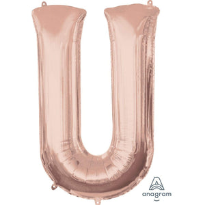 Amscan_OO Balloon - Supershapes, Numbers & Letters Letter U Rose Gold Supershape Foil Balloon 86cm Each