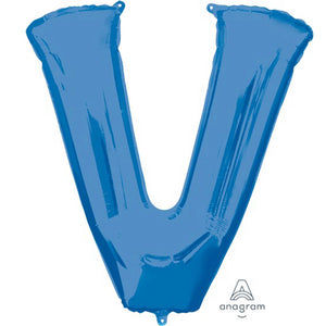 Amscan_OO Balloon - Supershapes, Numbers & Letters Letter V Blue Supershape Foil Balloon 86cm Each