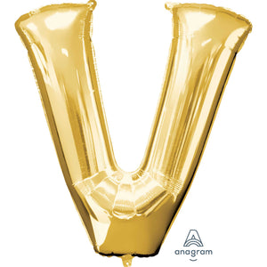 Amscan_OO Balloon - Supershapes, Numbers & Letters Letter V Gold Supershape Foil Balloon 86cm Each