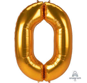 Amscan_OO Balloon - Supershapes, Numbers & Letters Number 0 Gold Supershape Foil Balloon 93cm x 134cm Each