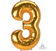 Amscan_OO Balloon - Supershapes, Numbers & Letters Number 3 Gold Supershape Foil Balloon 81cm x 134cm Each