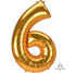 Number 6 Gold Jumbo Supershape Foil Balloon 83cm x 137cm Each