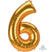 Amscan_OO Balloon - Supershapes, Numbers & Letters Number 6 Gold Supershape Foil Balloon 83cm x 137cm Each