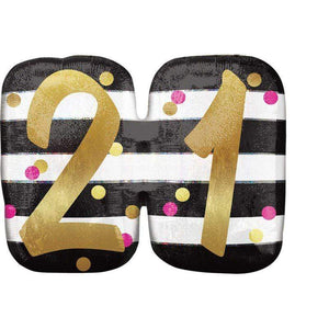 Amscan_OO Balloon - Supershapes, Numbers & Letters Pink And Gold Milestone 21st SuperShape Foil Balloon 63cm x 50cm Each