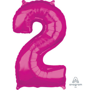 Amscan_OO Balloon - Supershapes, Numbers & Letters Pink Numeral 2 Mid-Size Shape Foil Balloon Balloon 66cm Each