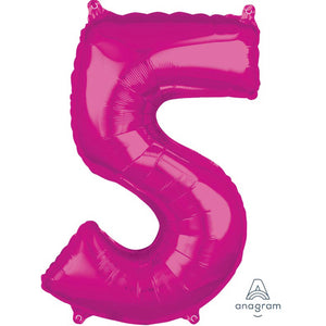 Amscan_OO Balloon - Supershapes, Numbers & Letters Pink Numeral 5 Mid-Size Shape Foil Balloon Balloon 66cm Each