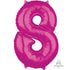 Pink Numeral 8 Mid-Size Shape Foil Balloon Balloon 66cm Each