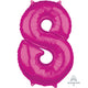 Amscan_OO Balloon - Supershapes, Numbers & Letters Pink Numeral 8 Mid-Size Shape Foil Balloon Balloon 66cm Each