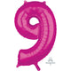 Amscan_OO Balloon - Supershapes, Numbers & Letters Pink Numeral 9 Mid-Size Shape Foil Balloon Balloon 66cm Each