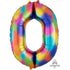 Rainbow Splash Numeral 0 Supershape Foil Balloon 86cm Each