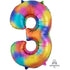 Rainbow Splash Numeral 3 Supershape Foil Balloon 86cm Each