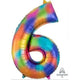 Amscan_OO Balloon - Supershapes, Numbers & Letters Rainbow Splash Numeral 6 Supershape Foil Balloon 86cm Each