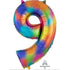Rainbow Splash Numeral 9 Supershape Foil Balloon 86cm Each