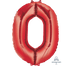 Red Numeral 0 Supershape Foil Balloon 86cm Each