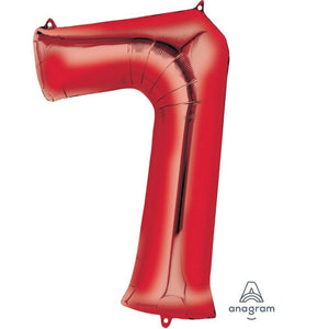 Amscan_OO Balloon - Supershapes, Numbers & Letters Red Numeral 7 Supershape Foil Balloon 86cm Each