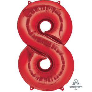 Amscan_OO Balloon - Supershapes, Numbers & Letters Red Numeral 8 Supershape Foil Balloon 86cm Each