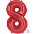 Red Numeral 8 Supershape Foil Balloon 86cm Each