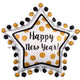 Amscan_OO Balloon - Supershapes, Numbers & Letters Ring In The Happy New Year Star Supershape Foil Balloon 76cm Each