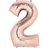 Rose Gold Numeral 2 Supershape Foil Balloon 86cm Each