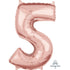 Rose Gold Numeral 5 Mid-Size Shape Foil Balloon Balloon 66cm Each