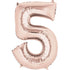 Rose Gold Numeral 5 Supershape Foil Balloon 86cm Each
