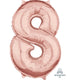 Amscan_OO Balloon - Supershapes, Numbers & Letters Rose Gold Numeral 8 Mid-Size Shape Foil Balloon Balloon 66cm Each