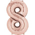 Rose Gold Numeral 8 Supershape Foil Balloon 86cm Each