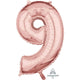 Amscan_OO Balloon - Supershapes, Numbers & Letters Rose Gold Numeral 9 Mid-Size Shape Foil Balloon Balloon 66cm Each