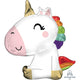 Amscan_OO Balloon - Supershapes, Numbers & Letters Satin Sitting Unicorn SuperShape Foil Balloon 68cm x 73cm Each