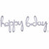 Script Phrase happy bday Silver Holographic Supershape Foil Balloon Each