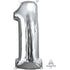 Silver Numeral 1 Mid-Size Shape Foil Balloon Balloon 66cm Each