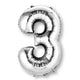 Amscan_OO Balloon - Supershapes, Numbers & Letters Silver Numeral 3 Supershape Foil Balloon 86cm Each