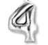 Silver Numeral 4 Supershape Foil Balloon 86cm Each