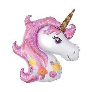 Amscan_OO Balloon - Supershapes, Numbers & Letters Unicorn Head Magical Floral Supershape Foil Balloon 83cm x 73cm Each