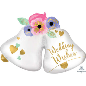 Amscan_OO Balloon - Supershapes, Numbers & Letters Wedding Wishes Bells Supershape Foil Balloon 83cm x 60cm Each