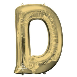 Balloon - Supershapes, Numbers & Letters White Gold Letter D SuperShape Foil Balloon 86cm Each