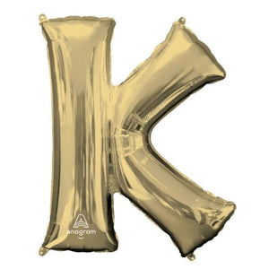 Balloon - Supershapes, Numbers & Letters White Gold Letter K SuperShape Foil Balloon 86cm Each