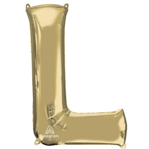 Balloon - Supershapes, Numbers & Letters White Gold Letter L SuperShape Foil Balloon 86cm Each