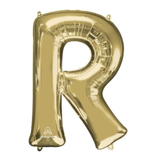 Balloon - Supershapes, Numbers & Letters White Gold Letter R SuperShape Foil Balloon 86cm Each