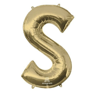 Balloon - Supershapes, Numbers & Letters White Gold Letter S SuperShape Foil Balloon 86cm Each