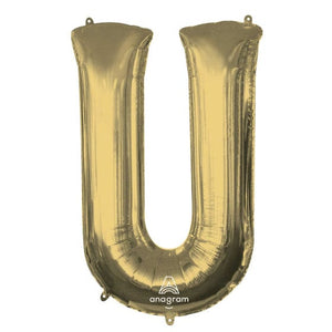 Balloon - Supershapes, Numbers & Letters White Gold Letter U SuperShape Foil Balloon 86cm Each