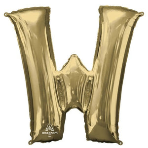 Balloon - Supershapes, Numbers & Letters White Gold Letter W SuperShape Foil Balloon 86cm Each