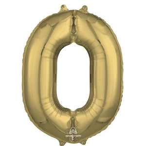 Balloon - Supershapes, Numbers & Letters White Gold Numeral 0 Shape Foil Balloon 66cm Each